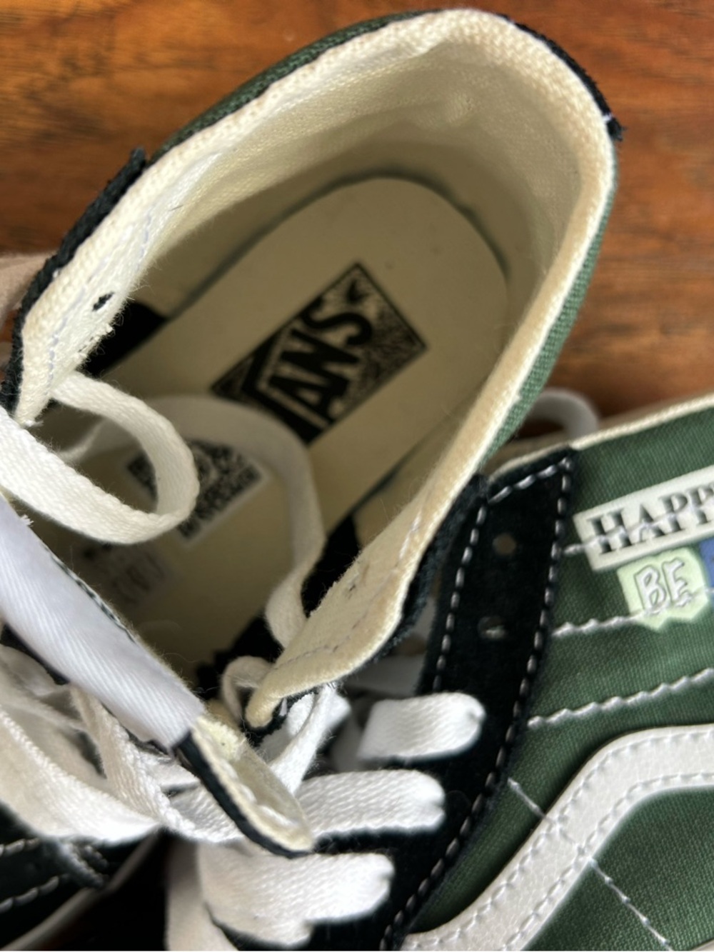 Vans Green & Black High Top Skate Sneakers with White Stripe Kid’s Shoe - Picture 11 of 11